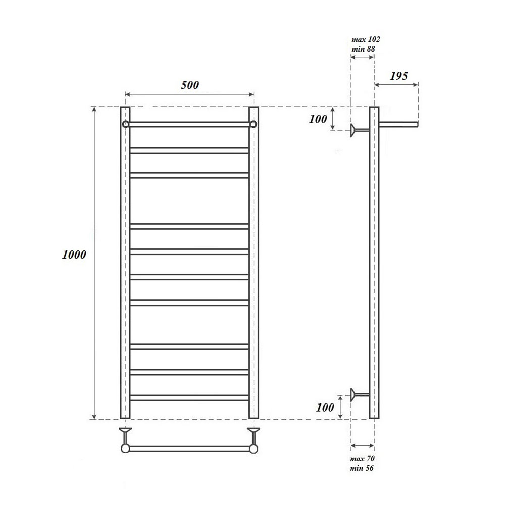 Полотенцесушитель электрический Point PN10150PE П9 50x100 с полкой, хром