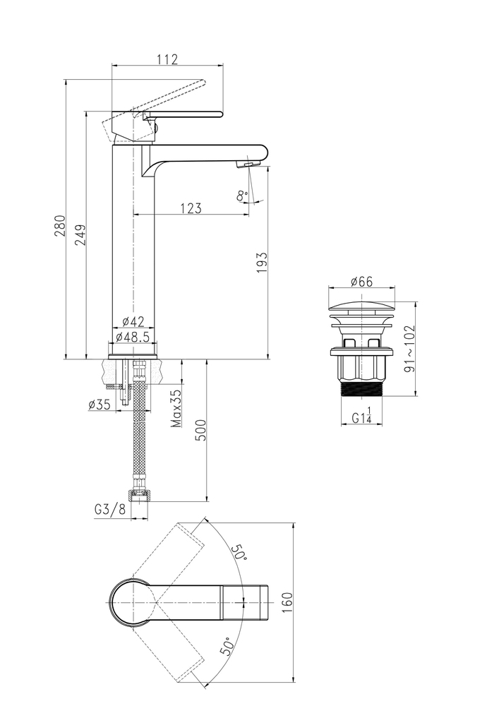 Смеситель для раковины Cersanit Brasko A63024 с донным клапаном, хром