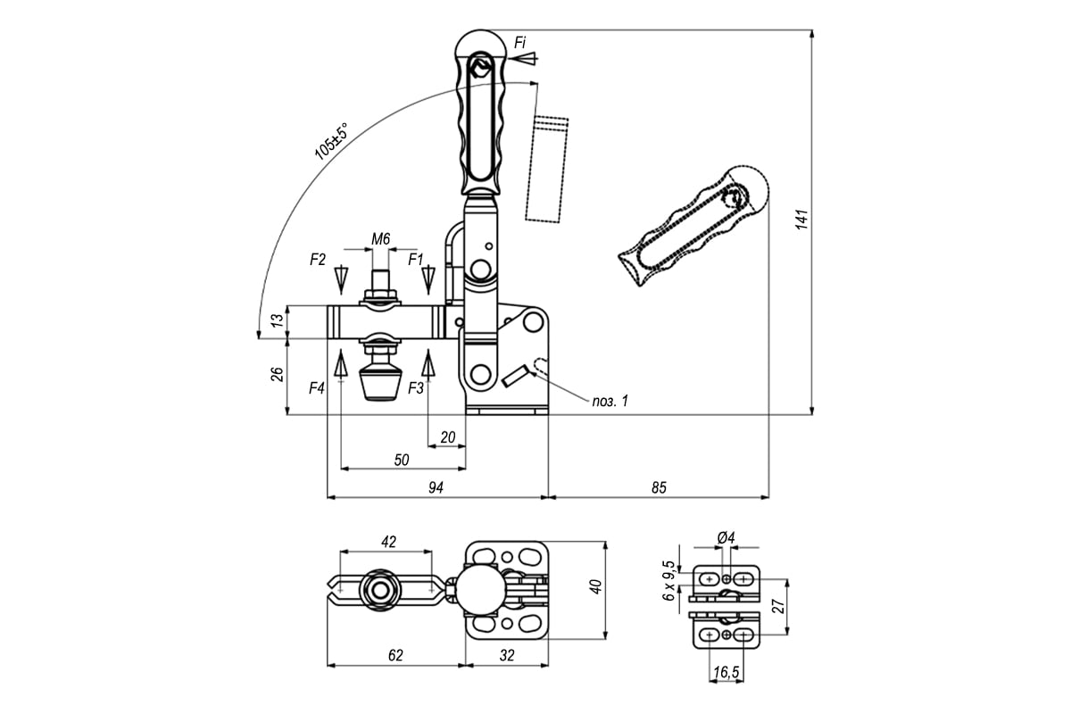 Механический вертикальный прижим KUKAMET B211-2