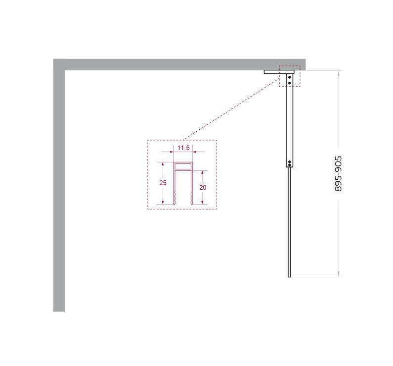 Душевая перегородка Belbagno UNO-L-1-TB-90-FL-Cr 90x200 рифленая, хром