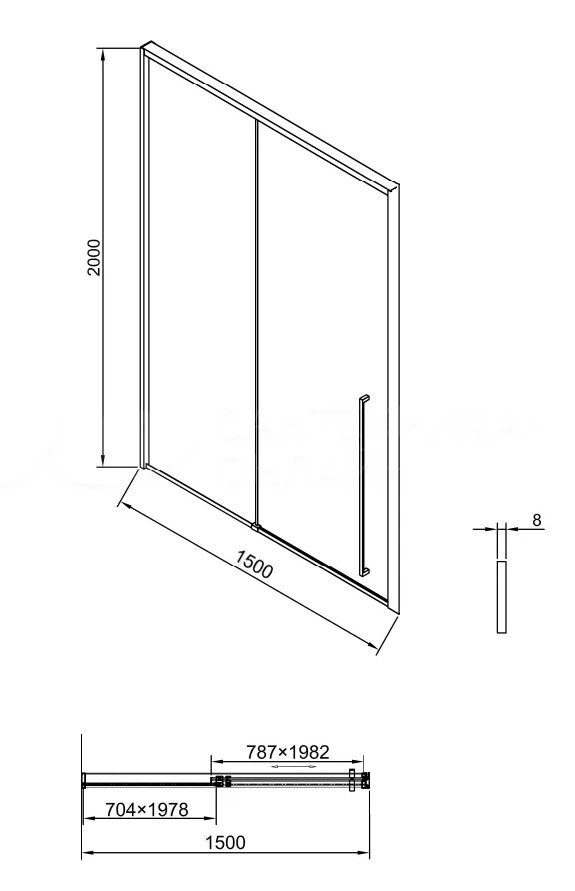 Душевая дверь Timo TDSS-150/13C-8L 150x200 прозрачное, никель