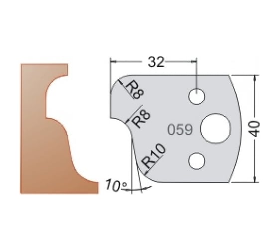 Нож мультисистема HSS галтель и волна R8 40x20x4 мм Dimar 3305940