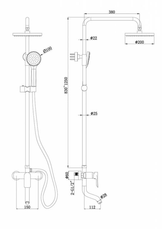 Душевая стойка Bravat Emeralda F6337371CP-A-RUS хром