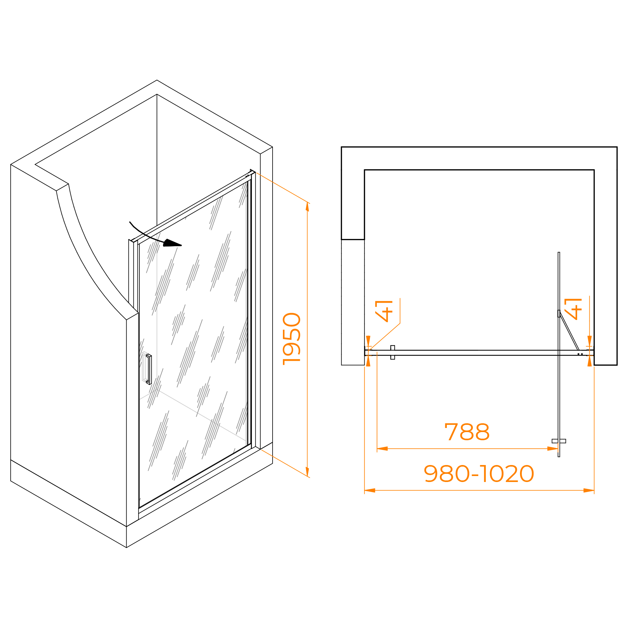 Душевая дверь RGW Stilvoll SV-05 100x195 тонированное, хром 70320510-31