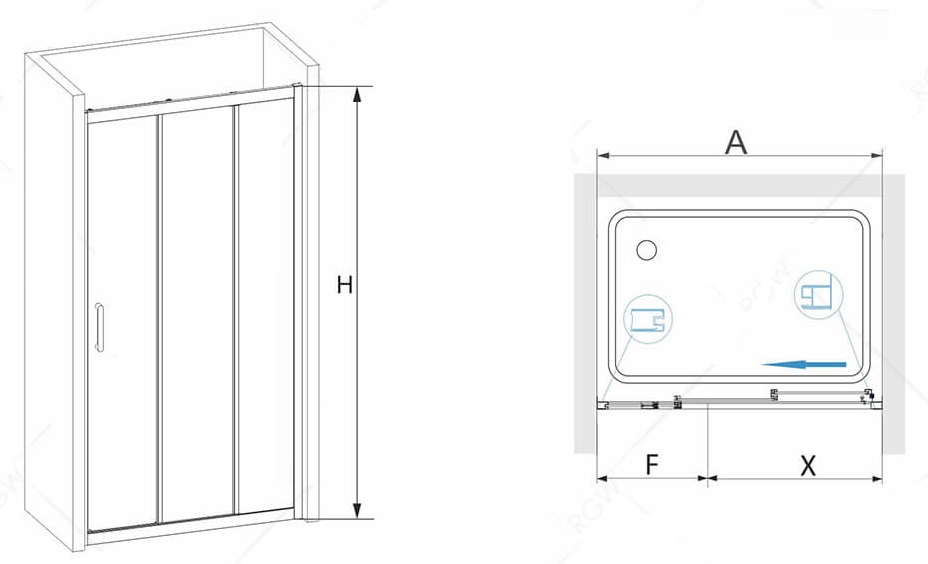 Душевая дверь RGW Passage PA-13 170x195 раздвижная, прозрачное
