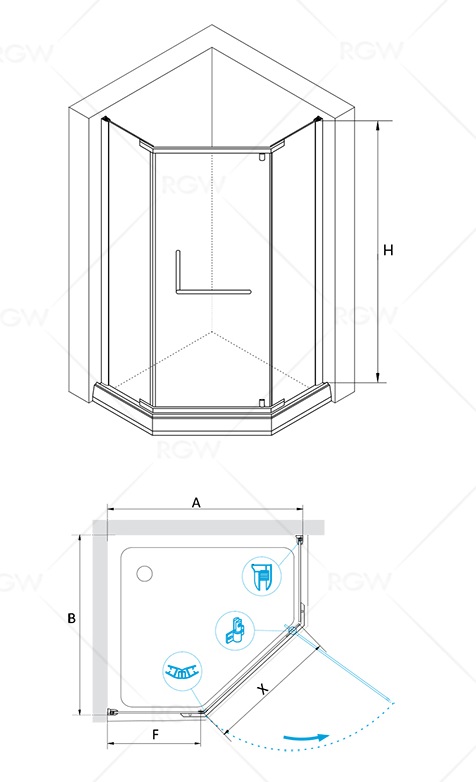 Душевой уголок RGW Hotel HO-081 100x100 хром, прозрачное