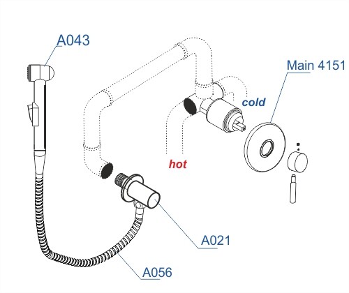 Смеситель для биде WasserKRAFT Main A14156 со шлангом 100 см