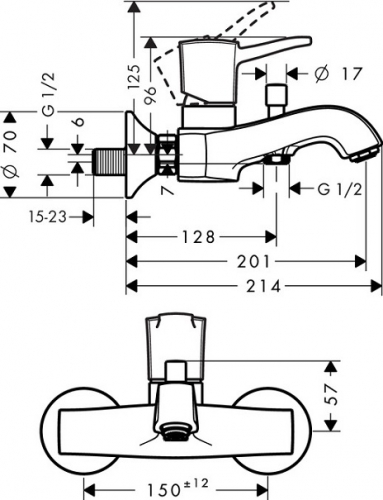 Смеситель для ванны Hansgrohe Metropol Classic 31340090 хром/золото