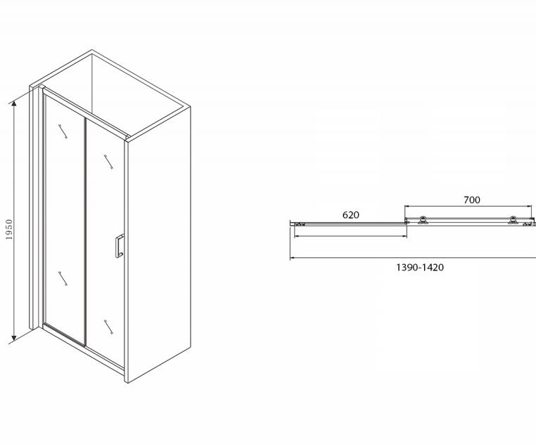 Душевая дверь Abber Schwarzer Diamant 140x195, черный AG30140B