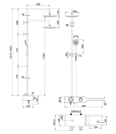 Душевая стойка Lemark Tropic LM7009C термостат, черный