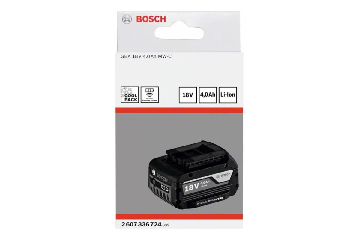 Аккумулятор беспроводная система зарядки MW-C (Li-Ion, 18В, 4.0 Ач) Bosch 2607336724