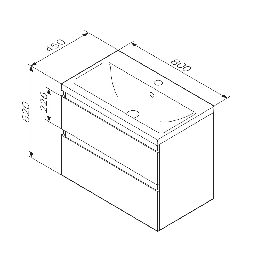 Тумба с раковиной Am.Pm X-Joy 80 см подвесная
