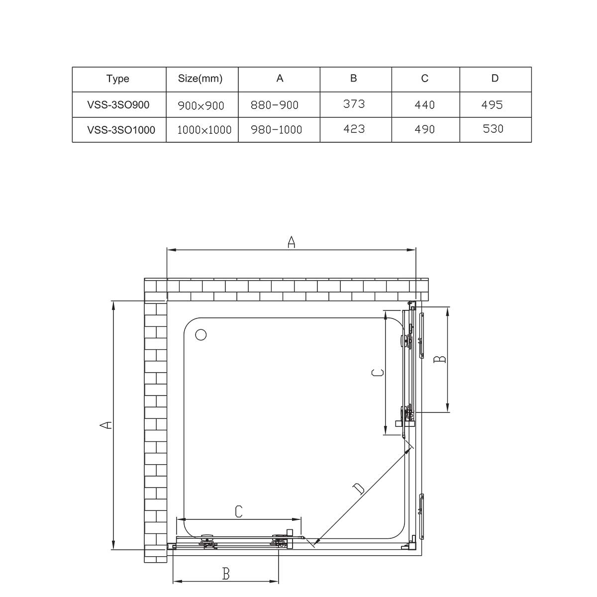 Душевой уголок Vincea Soft VSS-3SO900CLB 90x90 черный, прозрачное