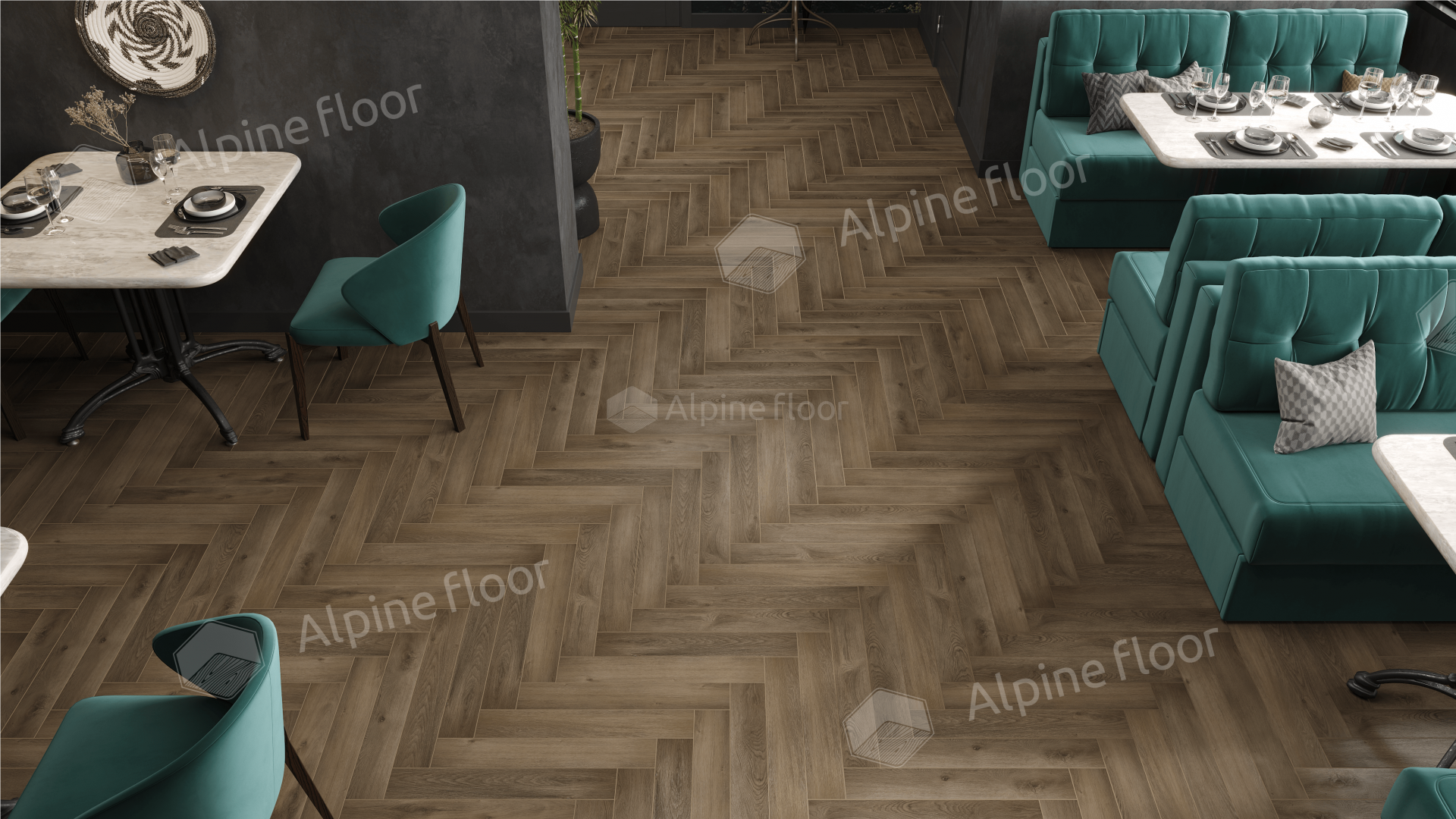 Ламинат Alpine Floor Herringbone Дуб Анжу 606x101x8 мм, LF102-11B