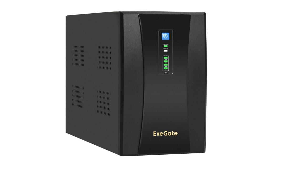 Источник бесперебойного питания Exegate SpecialPro UNB-2200.LED.AVR.2SH.RJ.USB 2200VA/1300W, 2Sch, RJ45/11, USB, металлический корпус, Black 292613