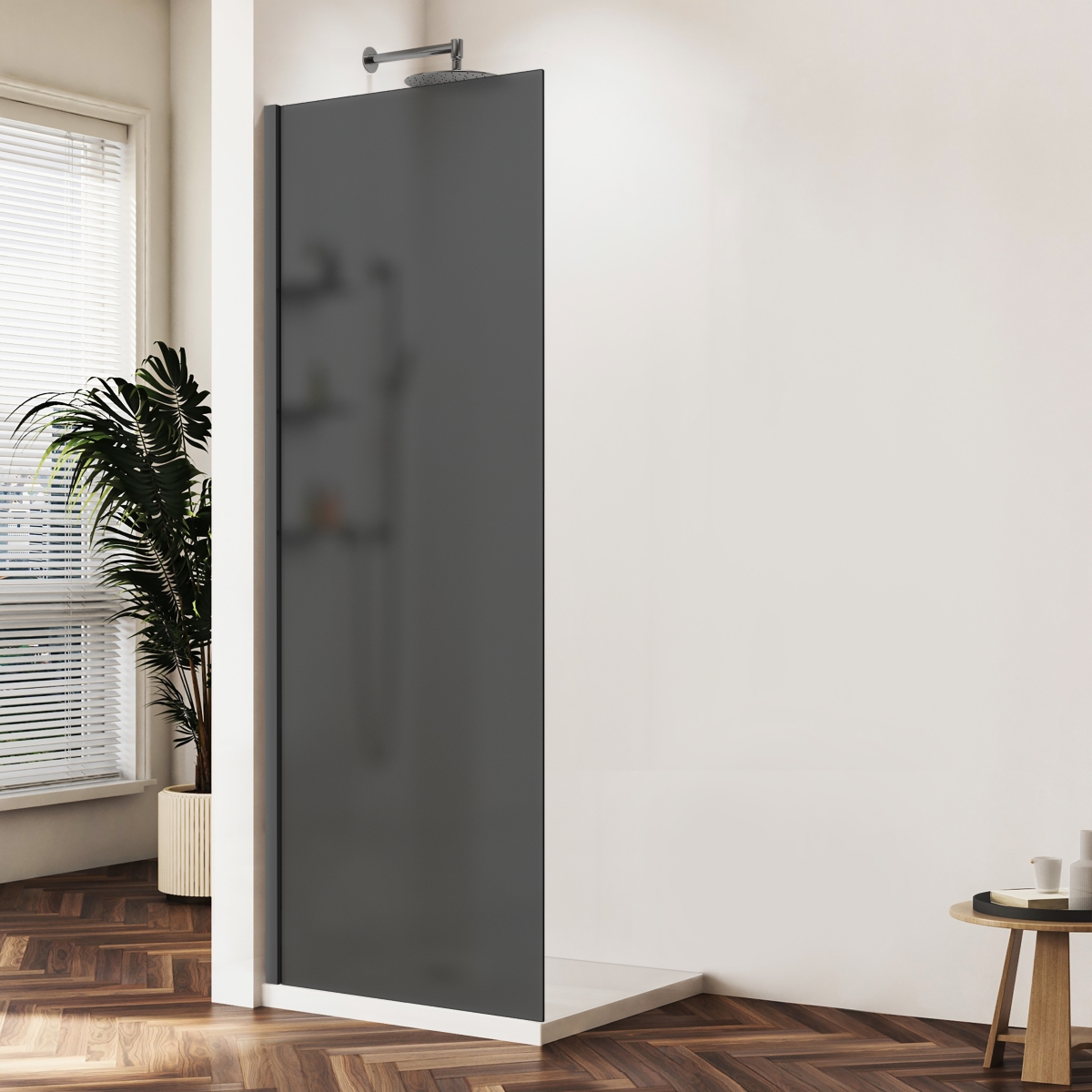Душевая перегородка Vincea Walk-In VSW-1HWS900GFGM 90x200 вороненая сталь, матовое тонированное