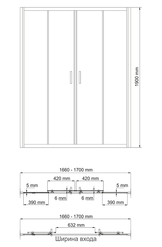 Душевая дверь WasserKRAFT Lippe 45S09 170x190