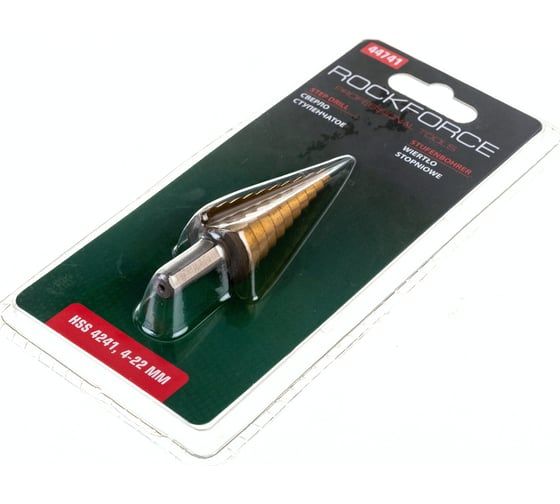 Ступенчатое сверло в блистере (4-22 мм, HSS 4241) Rockforce RF-44741(29880)