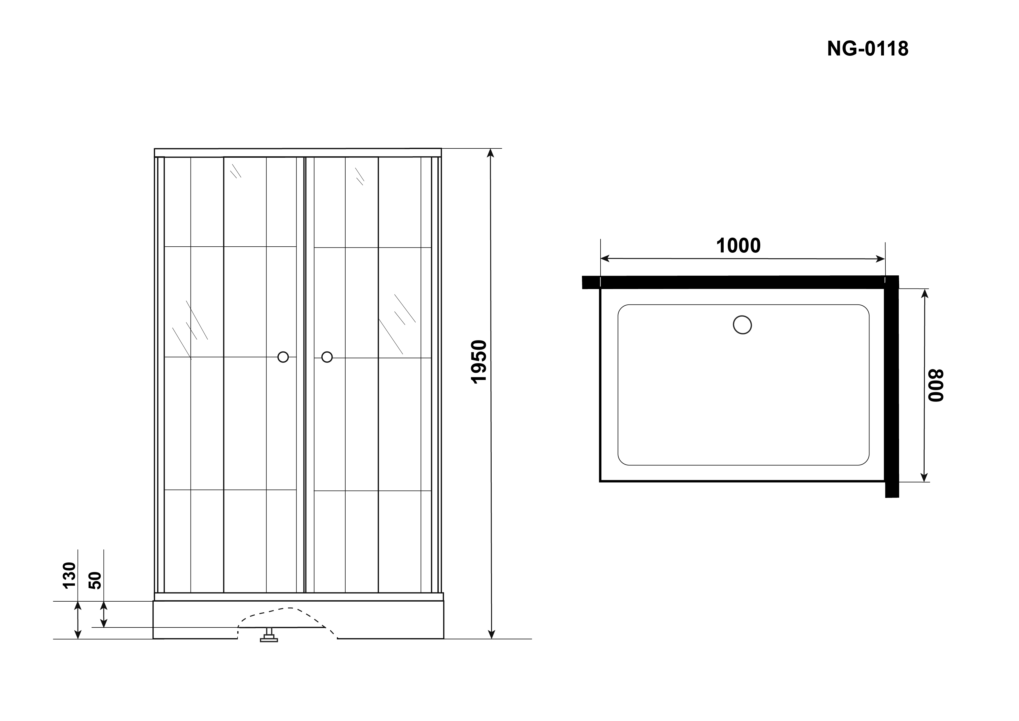 Душевой уголок Niagara Nova NG-0118-14 100x80 прозрачный, черный