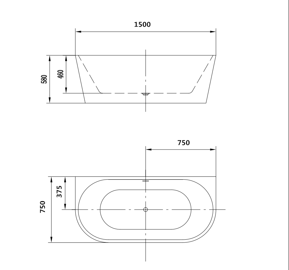 Акриловая ванна Art&Max AM-206-1500-750 150x75