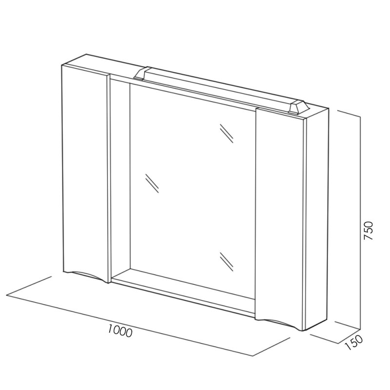 Зеркальный шкаф BelBagno MARINO-SPC-1000/750-2A-BL-P 100 см, Bianco Lucido