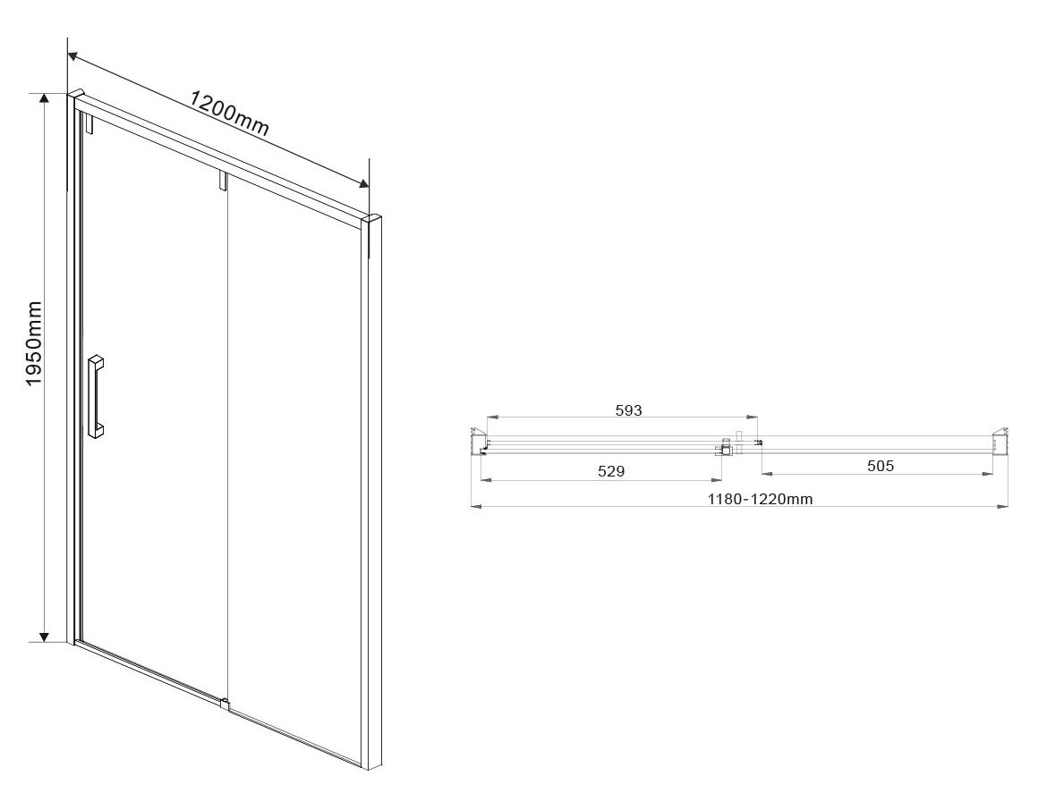 Душевая дверь Vincea Lugano VDS-1L 120x195 хром, прозрачная