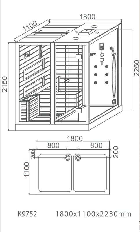 Финская сауна Cerutti SPA Albano Nero K9752R 180x110, черный, правая