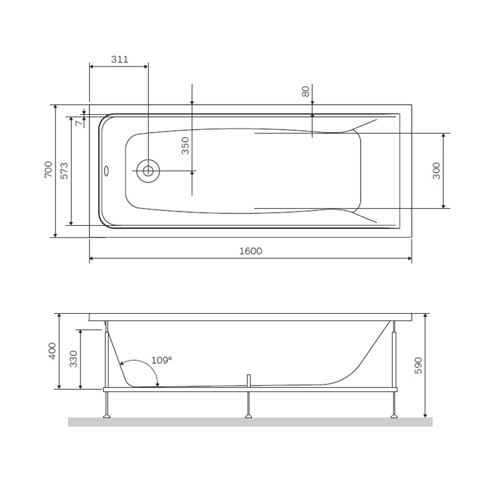 Фронтальная панель Am.Pm Gem W90A-160-070W-P 160 см