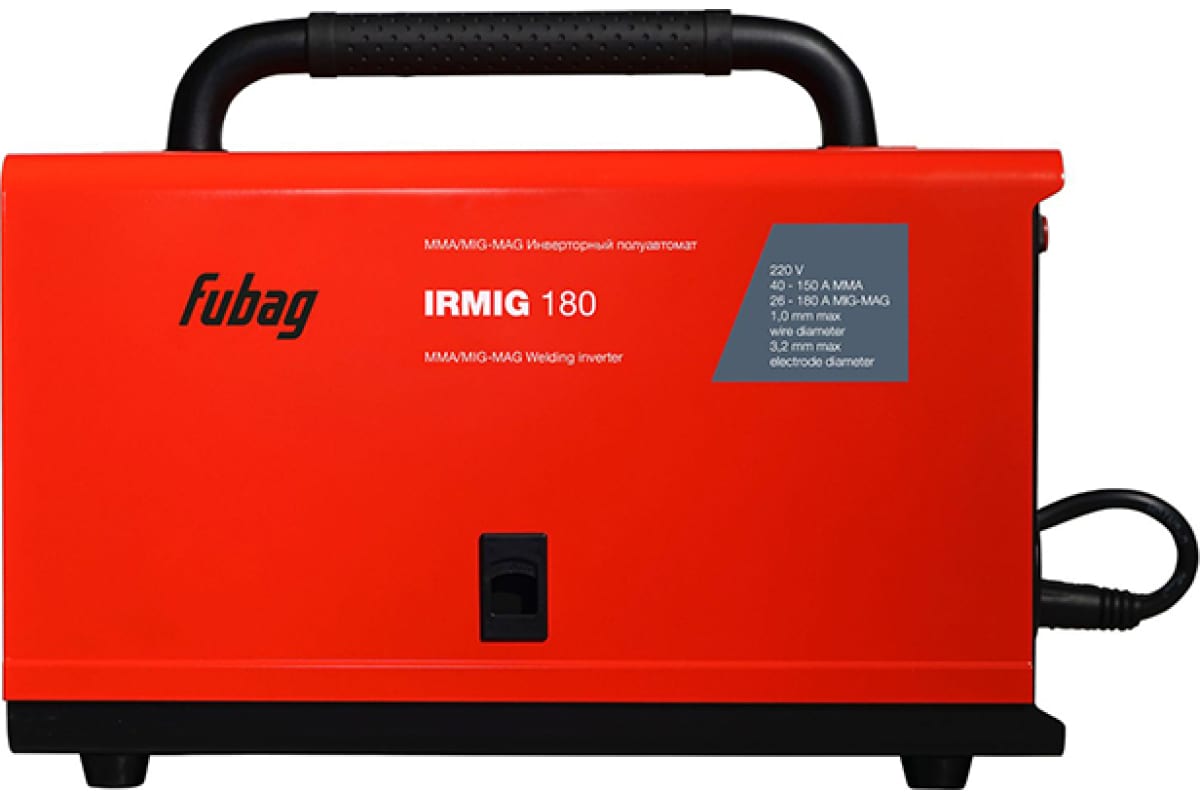 Сварочный полуавтомат Fubag IRMIG 180 (31 432) + Горелка FB 250 3m ( FB 250 Ergo 3m) (38443) + Маска сварщика "Хамелеон" IR 9-13N S (38072) + Сварочные краги на подкладке красные FWGN 10R (641180), 31 432.4 31432.4