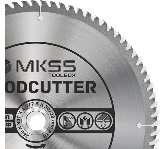 Диск пильный по дереву MKSS Toolbox Woodcutter WC2600 260x80Тх30/20 мм WC26008030