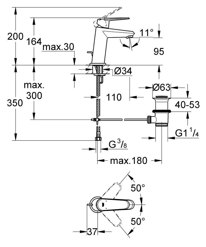 Смеситель для раковины Grohe Eurodisc Cosmopolitan 23049002