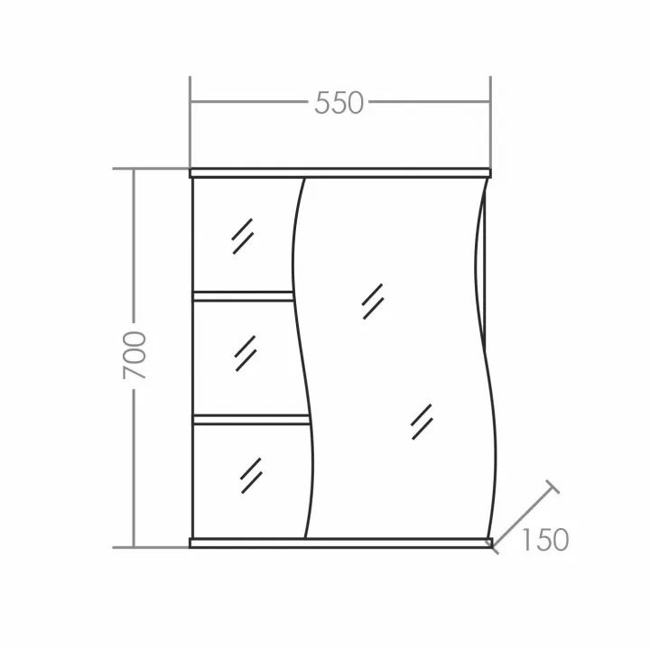 Зеркальный шкаф Санта Волна 101010 55 см, правый