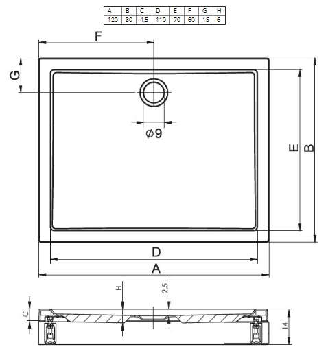 Поддон для душа Riho Davos 275 120x80