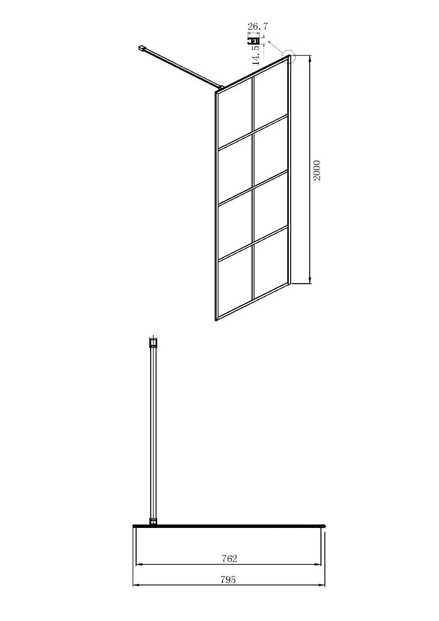 Душевая перегородка Ambassador Walk-In 80x200 15031242 профиль черный