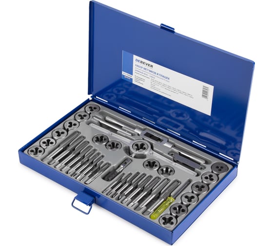 Набор метчиков и плашек Debever Machining Solutions 4NC40 - 1/2NF20, 40 предметов, дюймовая резьба DB-S-TDI5040