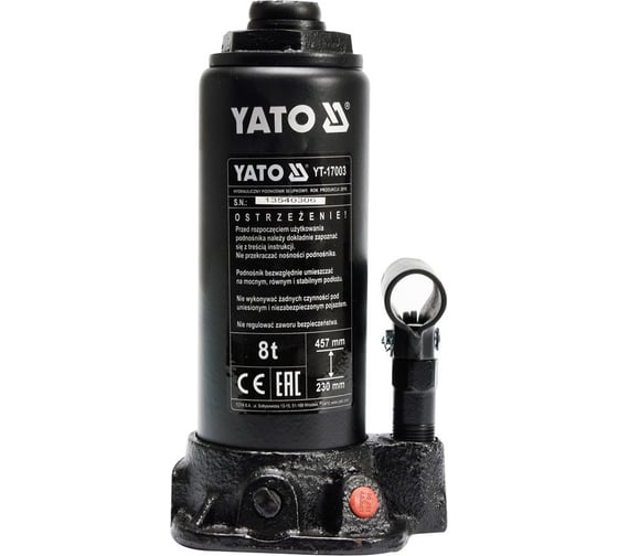 Гидравлический бутылочный домкрат Yato 8Т YT-17003