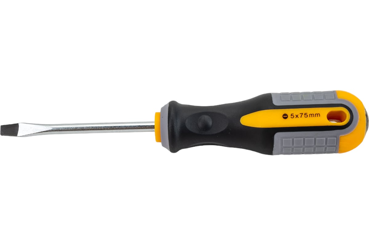 Шлицевая отвертка GREPP SL5*75мм, CrV, 3х-компонентная рукоятка 201-005
