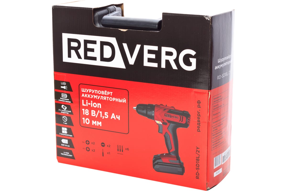 Аккумуляторная дрель-шуруповерт Redverg RD-SD18L/2Y
