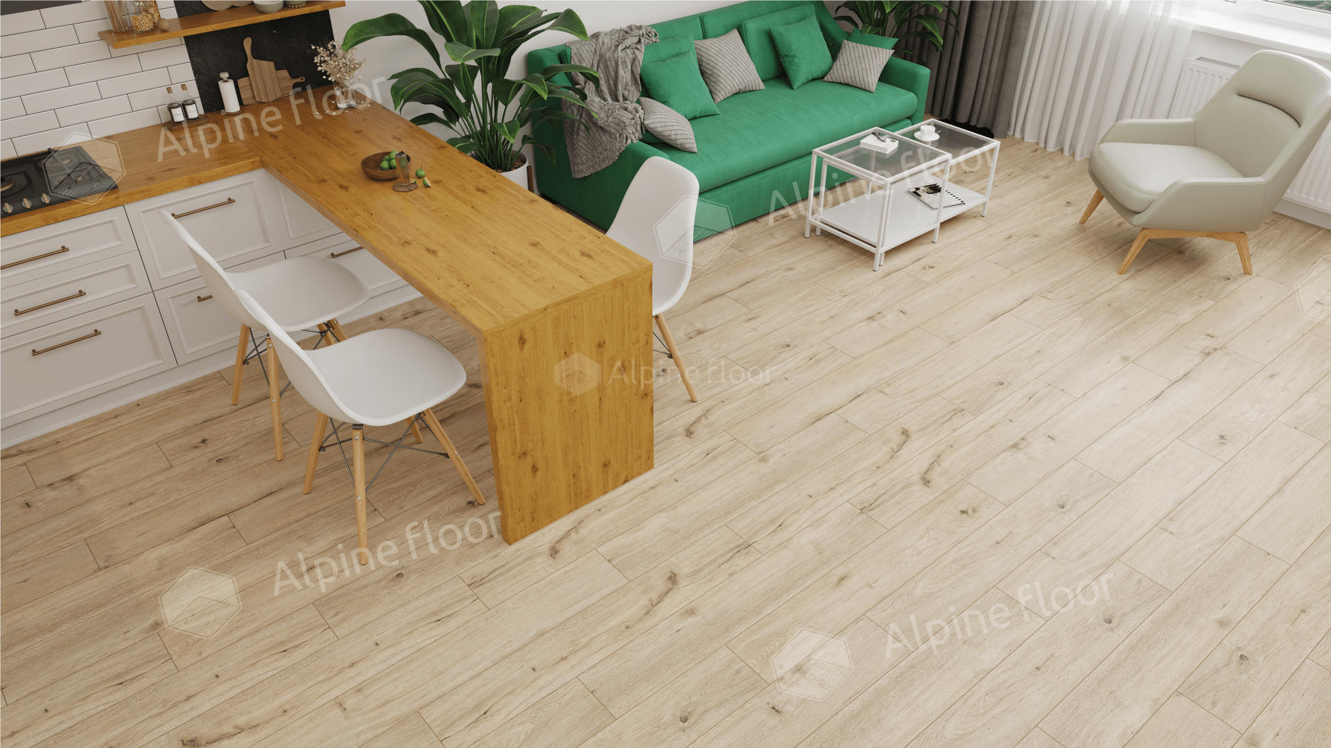 Ламинат Alpine Floor Aura Дуб Салерно 1218x198x8 мм, LF100-2