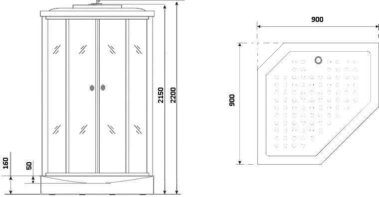 Душевая кабина Niagara Ultra NG-2106-01 90x90 стекло прозрачное