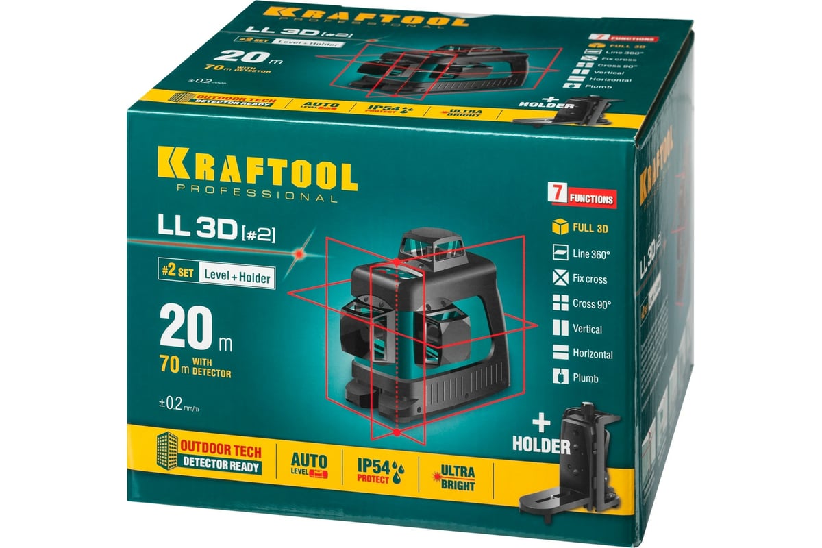 Лазерный нивелир Kraftool LL-3D-2 360 градусов 34640-2