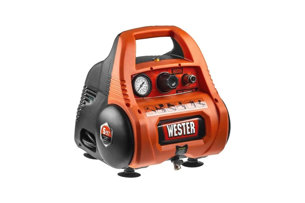 Компрессор Wester WK1200/6 безмасляный, 1100 Вт, 180 л/мин, 6 л, 8 бар 631503