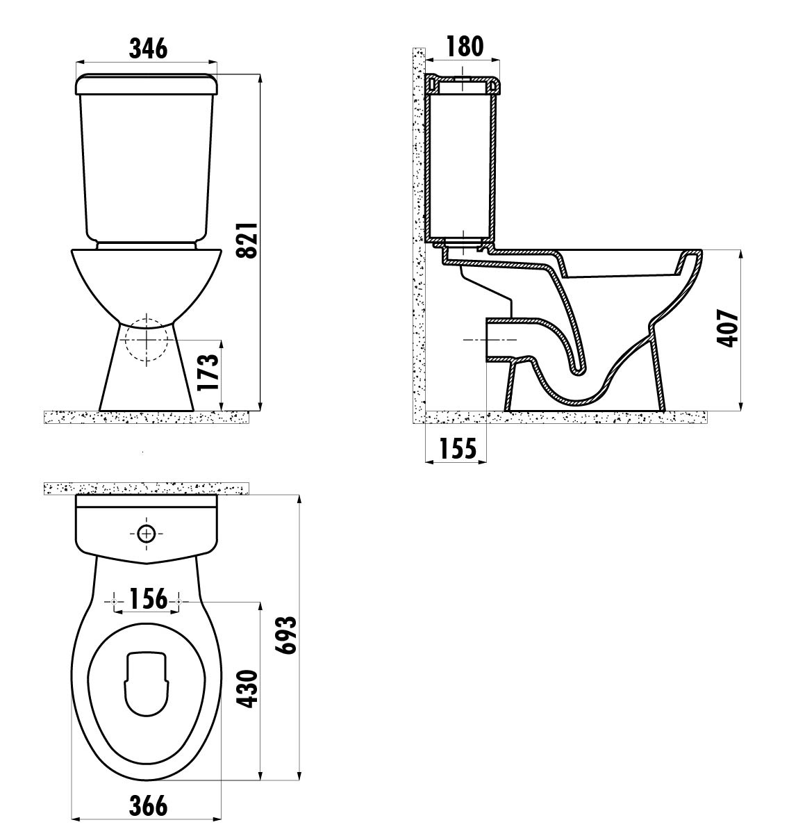 Чаша для унитаза Creavit Pitta PA310-00CB00E-0000 с функцией биде, белый