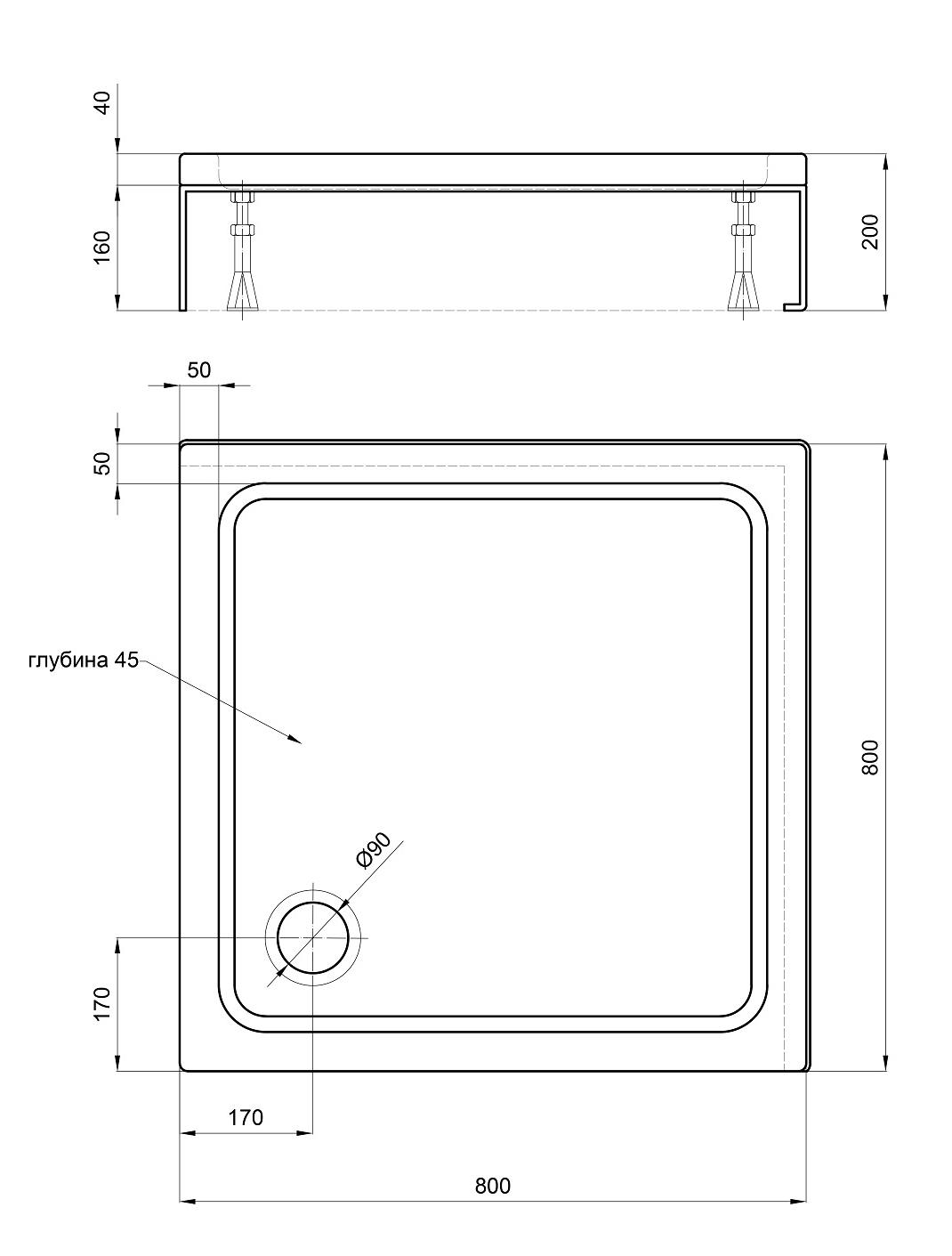 Поддон для душа Aquatek DPA-0000001 80x80x20 белый