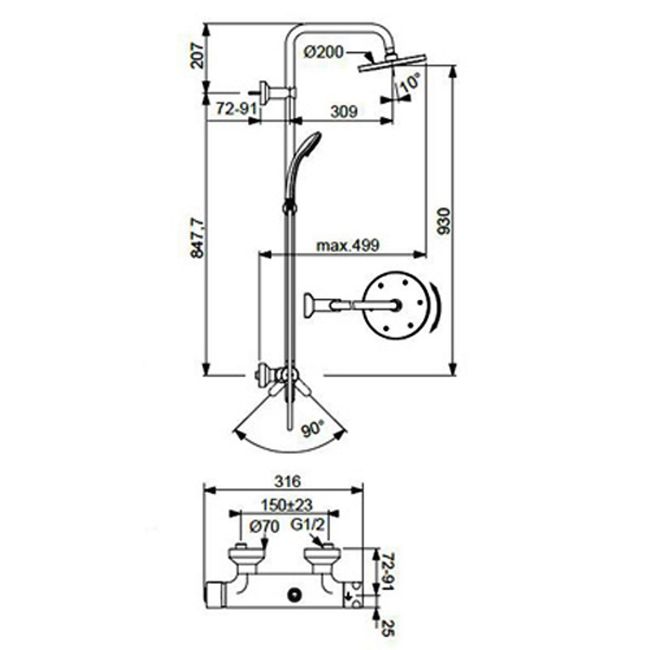 Душевая стойка Ideal Standard Idealrain Eco SL B1098AA