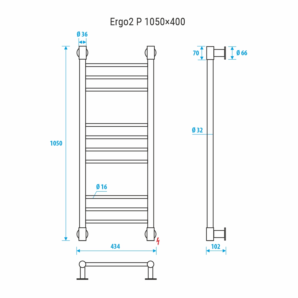 Полотенцесушитель электрический Energy Ergo2 P EETRERGO2P1054 40x105 хром