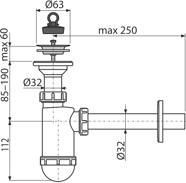 Сифон для раковины Alcaplast A410