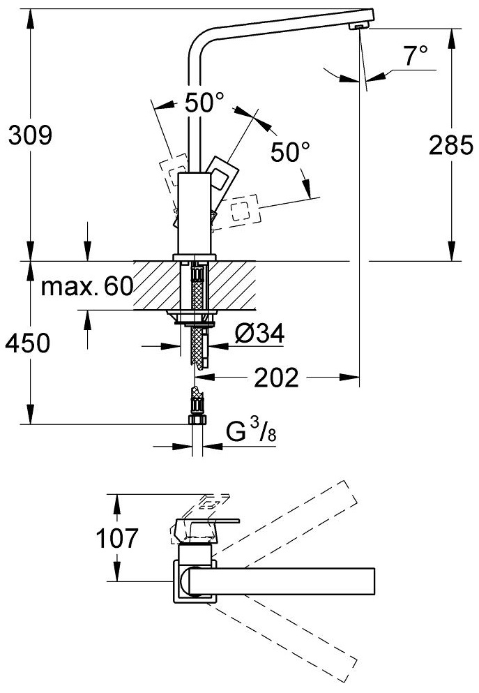 Смеситель для кухни Grohe Eurocube 31255000