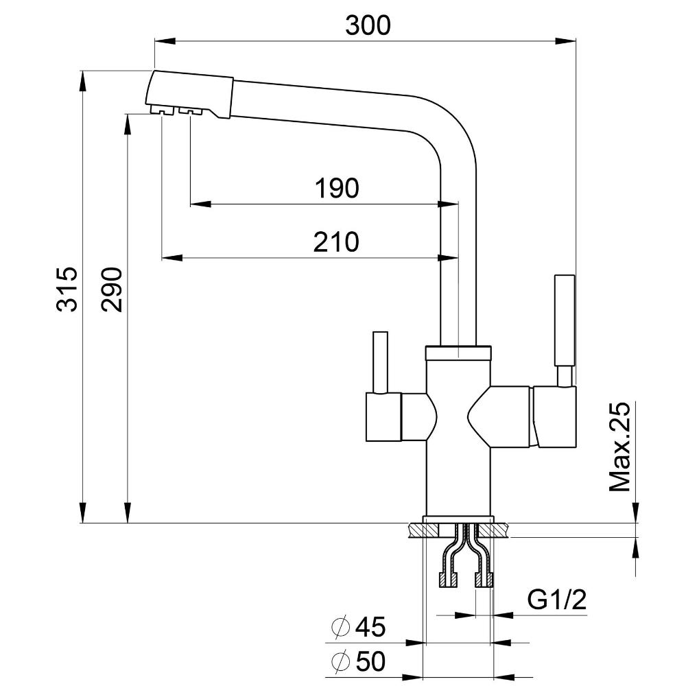 Смеситель для кухни Point PN3103B черный