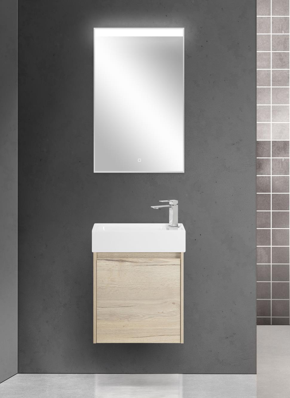 Тумба с раковиной BelBagno Kraft Mini 50 см Rovere Galifax Bianco, L